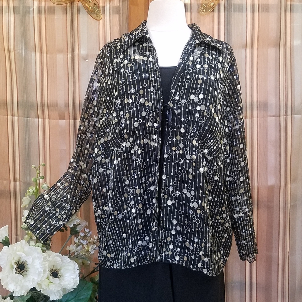 🥂Black Shear Jacket w Gold Circles ❣